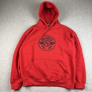 Foo‎ Fighters Hoodie Mens Large Red Logo Spell Out Rock Band Pullover Sweatshirt